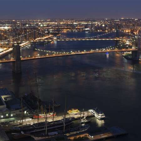 NYC bridge view at night