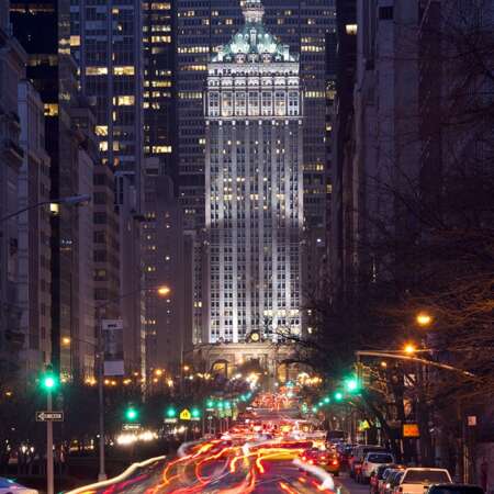 Click to view a popup image of 230 Park building at night